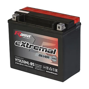 Мотоциклетный аккумулятор RDrive Extremal SILVER YTX20HL-BS