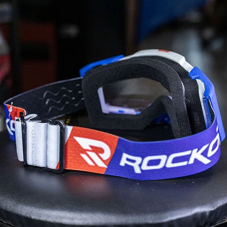 Очки кроссовые ROCKOT RM-323 прозрачная линза (син/бел)