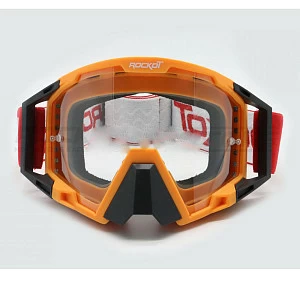Очки кроссовые ROCKOT RM-375 прозрачная линза (оранж/черн)