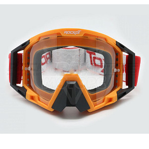 Очки кроссовые ROCKOT RM-375 прозрачная линза (оранж/черн)